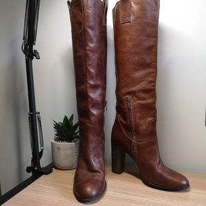 Miss Sixty - Knee High Boots / Stack Heels / Leather / Sz. 38
